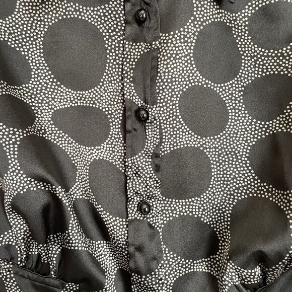 🟢Apt. 9 Woman Black Circular Print Blouse Size M - Picture 2 of 6